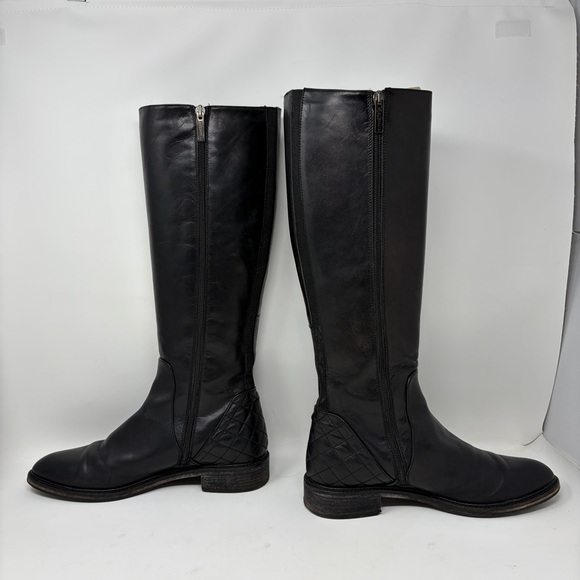 Aquatalia Geneva Black Leather Knee High Riding Boot Size 8.5 - Picture 4 of 12